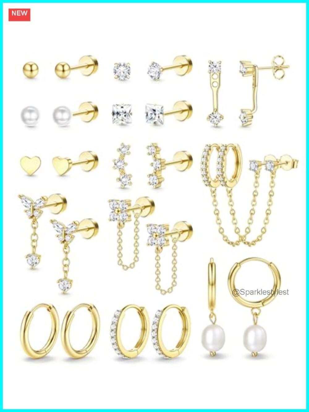 Hypoallergenic Flat Back Earrings 14K Gold Plated Surgical Stainless Steel Stud